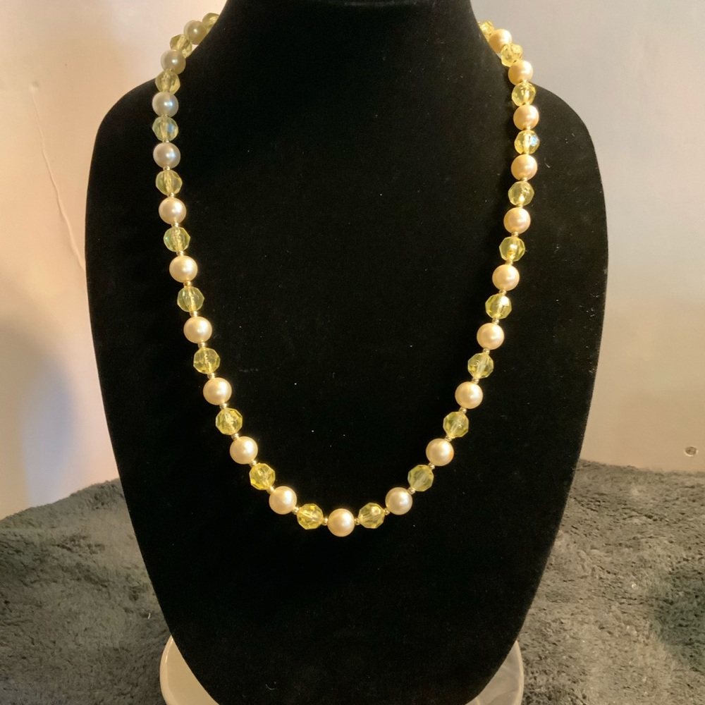 Beautiful Canary Yellow Faux Pearl Necklace